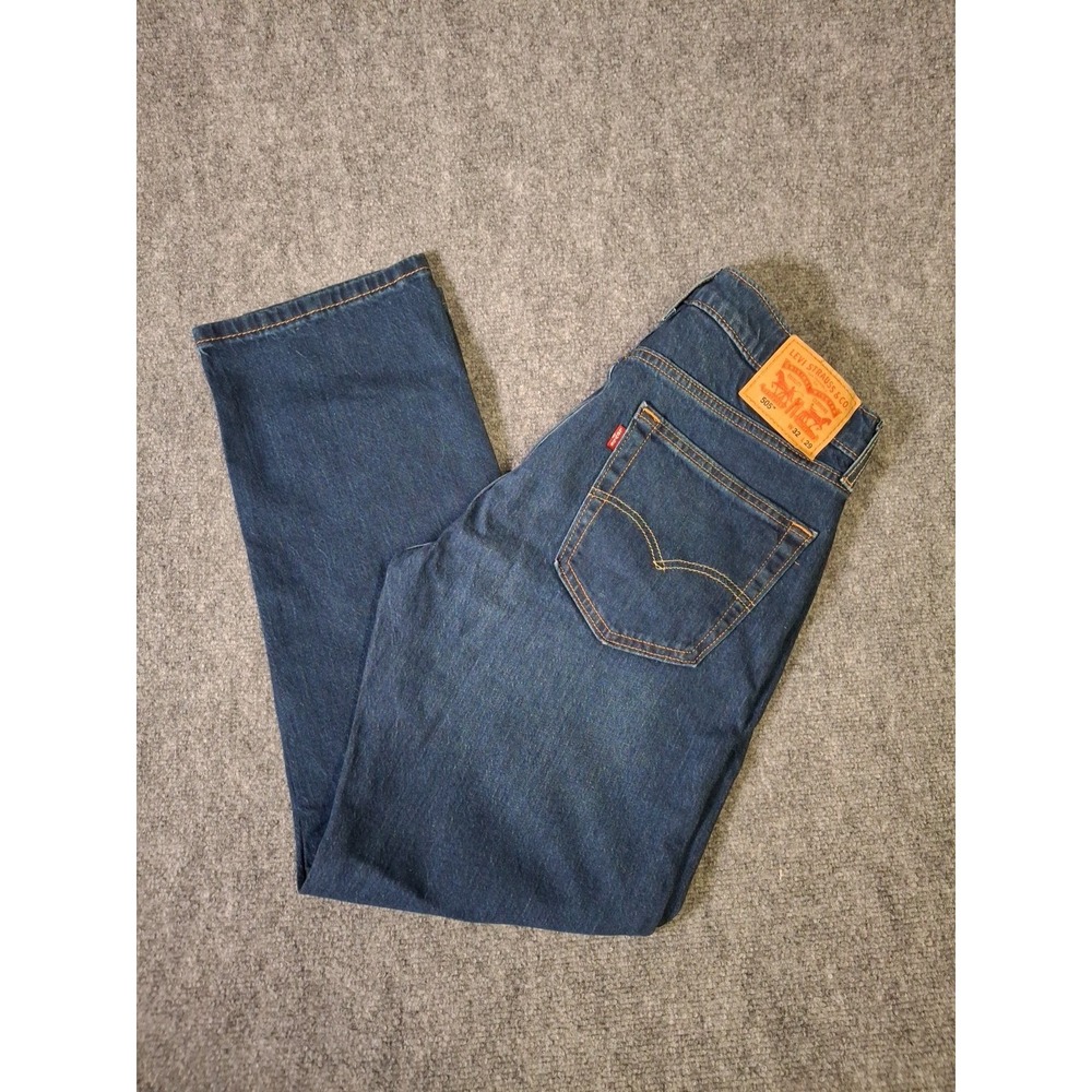 Levis 505 Regular Fit Jeans Mens 32x29 Dark Blue Denim Straight Leg NEW